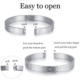 WFYOU 3PCS Stainless Steel Imperial Crown Bracelets for Men Gold Roman Numeral Bangle Bracelet Adjustable Cuff Bracelet Mens Luxury Jewelry Gifts (04:silver-Small Crown)