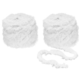 PATIKIL 70yds Faux Fur Yarn, 2 Skeins Fuzzy Yarn Crochet Fluffy Yarn Soft Chunky Polyester Plush Fur Eyelash for Crocheting Knit Blanket Rug Sweater Scarf Hat Bear Craft,White
