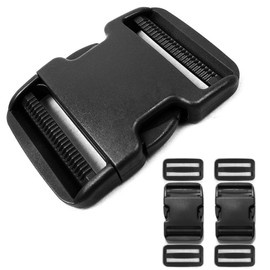 Buckles for 2 inch Straps: Side Release Buckle Plastic Clip 2 set + Tri-Glide Slide 4 pcs Fit 2‘’ Wide Nylon Strap Webbing Belt Backpack Replacement , Heavy Duty Dual Adjustable No Sewing (2inch