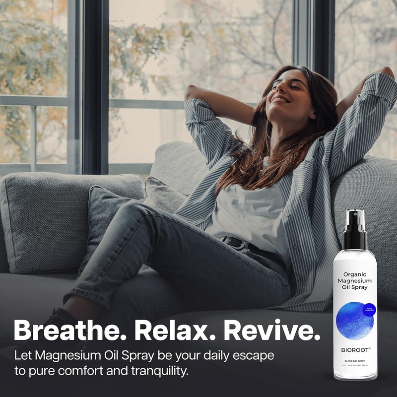 Organic Magnesium Spray - 8oz 1 Pack Fast Absorbent, 100%