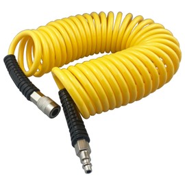 Darnassus Polyurethane Recoil Air Hose, Air Compressor Hose with 1/4" Swivel Fittings, for Industrial, Household, Garage, Station (25 FT, Yellow)