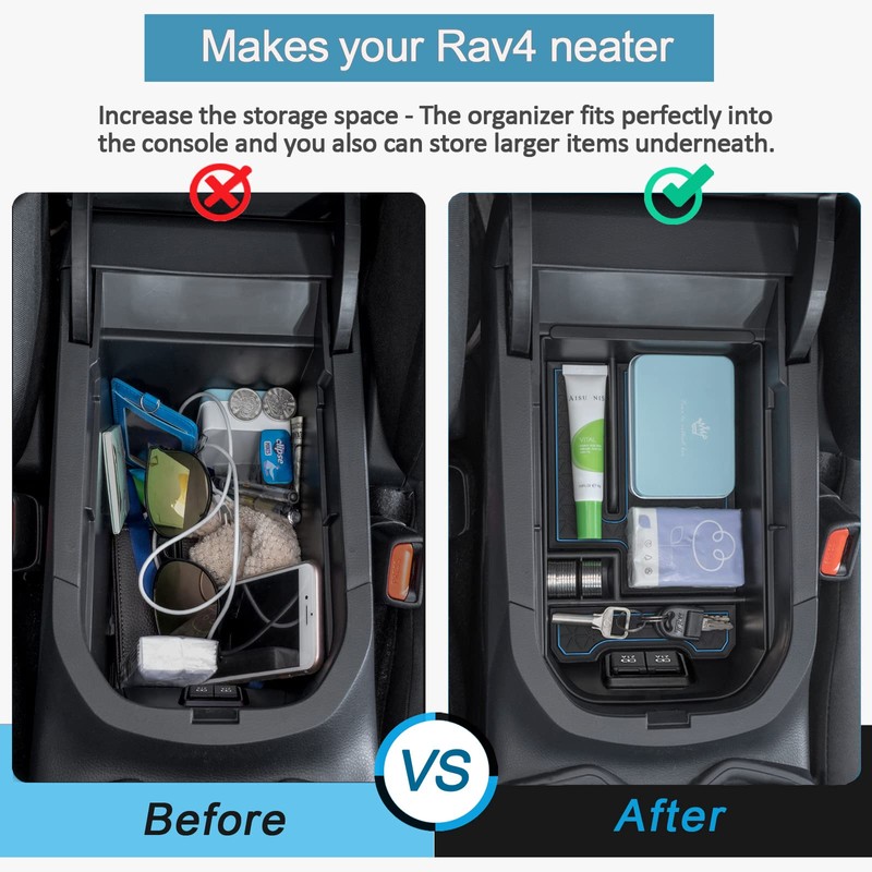 TOPINSTALL Blue Center Console Tray Compatible with 2019-2024 2025 Toyota