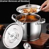 118oz Stainless Steel Jumbo Bacon Grease Container with Removable Strainer,