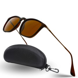 SOMOC Polarised Sunglasses Men/Women Sunglasses Unisex Retro Classic Vintage Polarised Glasses UV400 Protection Classic Sunglasses Square for Driving SP-6053, brown