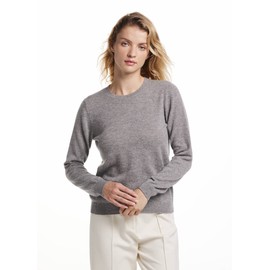 EURKEA Women's Crewneck 100% Cashmere Sweater, Cozy Pullover Winter Top for Women, Gift Ready, Grey HTR, Small