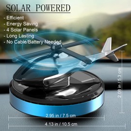 NICEADA Car Air Fresheners, Al Alloy Solar Powered Rotating Incense Helicopter Diffuser, Home and Car Décor Accessories (Blue)