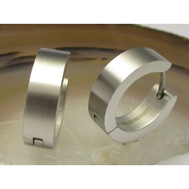 Kikuchi Ohrringe Titan Stäbchen Edelstahl Creolen Kantig Matt Silber Frau Herr Ø 12-18 mm nach Wahl (Ø 16 mm / 5 mm)