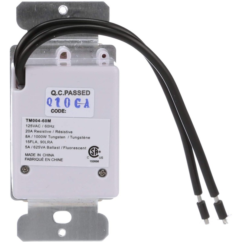 Woods 59718 In-Wall 60 Minute Spring Wound Timer; Light Almond