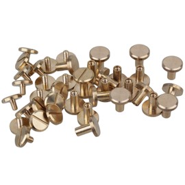 RDEXP Solid Brass Flat Head Nail Rivets Chicago Screws for DIY Leather Craft Purse Pack of 20 (10x4x6mm)