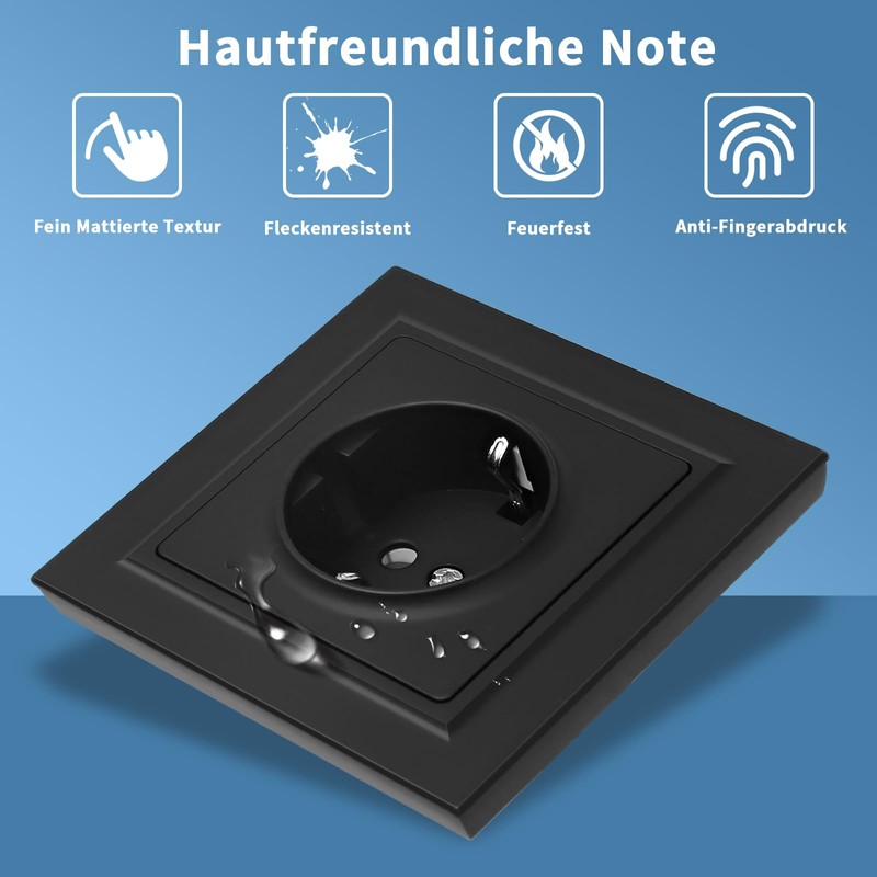 CNBINGO Socket, smooth skin feeling, flush-mounted with claws, simple Schuko