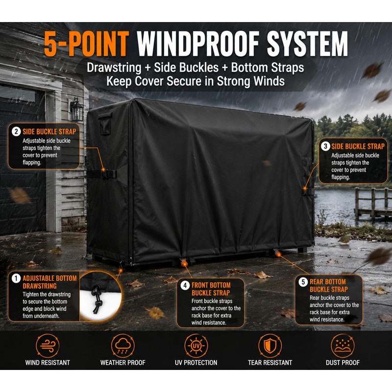 Heavy Duty Kayak Rack Cover 12.7ft – Waterproof Dustproof UV