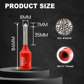 DT-DIATOOL Diamond Mortar Raking Bit - Tuck Pointing Bit with Carbide Tipped for Granite Marble Concrete Masonry Stone Removals Vacuum Brazed Bit 5/8-11 Thread(8 * 42mm)
