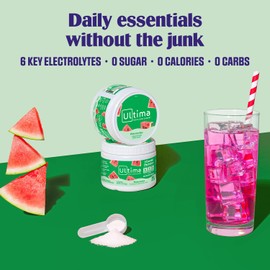 Ultima Replenisher Daily Electrolyte Powder Drink Mix – Sugar Free – Watermelon, 30 Servings – Hydration Powder with 6 Key Electrolytes and Trace Minerals – Keto Friendly, Vegan, Non-GMO
