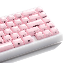 XVX Pink Keycaps, Crystal Jelly Keyboard Keycaps OEM Profile Side Printed Keycap Set Compatible with 61/68/84/87/98/100 ANSI Layout MX Switches Mechanical Keyboard