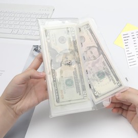 Cash Envelope Wallet, Clear Budget Wallet 6pcs Money Divider with Pockets and 2pcs Label Stickers, Clear Cash Envelope Bag, Model