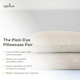 Night Lark - Pillowcase Pair - Plain Dye Collection - Super Soft Touch - Two Printed Microfibre Pillow Covers - Luxury Bedding - Warm Sand