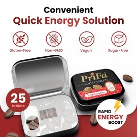 PriFa Coffee Tablets, Pocket Coffee Espresso To Go - Unsweetened Real Coffee Absorbable Lozenge Coffee Candy - Natural Sugar Free Instant Energy Pouches, Caffeine Mints for Keto (Espresso, 7 Packs)