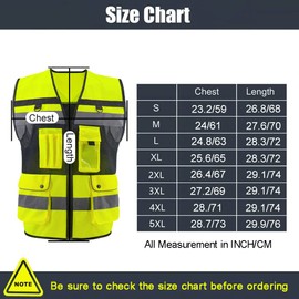 OPLERAI High Visibility Vest ANSI Class 2 Reflective Safety Vest with 7 Pockets and Zipper Unisex Work Vest (Yellow, X-Large)