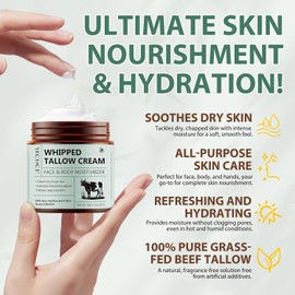 NIFEISHI 2-Pack Whipped Tallow & Honey Balm – Grass-Fed Face & Body Moisturizer (120g/4.2 oz)