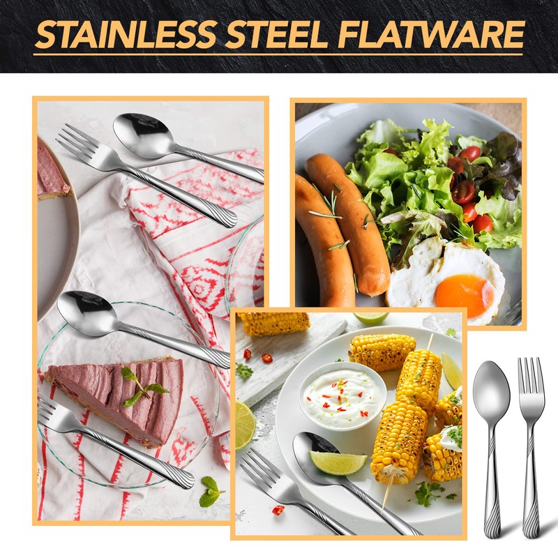 200 Pcs Dinner Forks and Spoons Silverware Set Heavy Duty