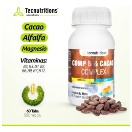 Suplemento Complejo B Y Cacao Tecnu Energía Sistema Nervioso Sabor Sin sabor