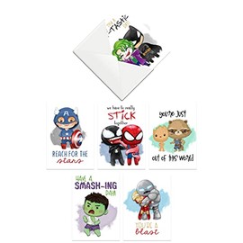 Silly Goose Gifts Superhero Hero Themed Greeting Cards With Envelopes (Set of 12) Blank All Occasion Assortment Note Funny