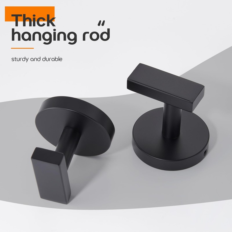 AONEON Robe Hook Matte Black Bath Towel Hooks Stainless Steel