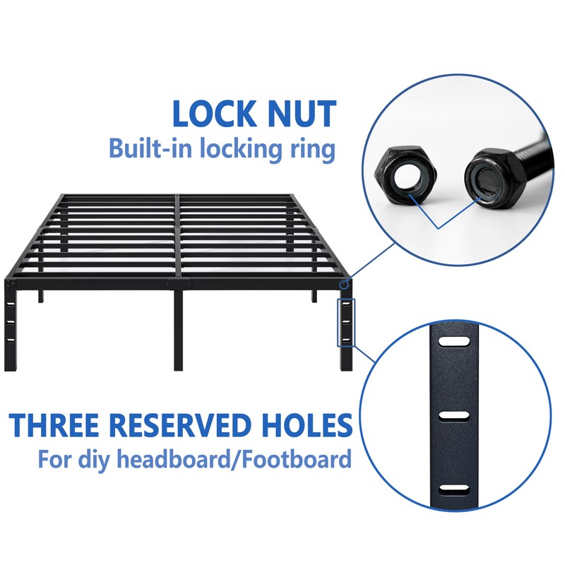 NEW JETO Metal Bed Frame,Queen Size Bed Frame with Storage