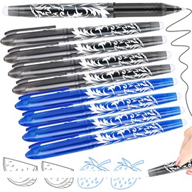 8 Erasable Pens Black Blue, Rub Out Pens Ink Eraser Pen with Rubber, Friction Pens with Rubbers on the End, 0.5mm Erasable Gel Pens for Writing Adults Kids Stationary Supplies Back to School Supplies