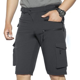 Hiauspor Men's Outdoor Quick Dry Hiking Shorts Lightweight Water Resistant Tactical Cargo Shorts for Fishing Travel Camping (Grey,Medium)