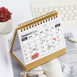Desk Calendar 2024-2025, 5.2" x 5.3", Runs From July 2024 Until December 2025, Standing Flip Academic Year Monthly Calendars with Gold Coil, Easy to Read (Marble - 2 Pack)