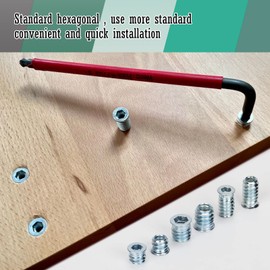 Pack of 120 Threaded Insert Nuts, M6 M8 M10 Threaded Insert Wood, Hex Nuts Zinc Alloy for Wooden Furniture, Thread Insert Made of Galvanised Steel