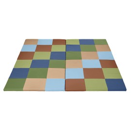 ECR4Kids SoftZone Patchwork Activity Mat, Folding Playmat, Earthtone