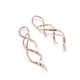 Rose Gold Threader Earrings for Women, 14K Rose Gold Filled, 1.5in, Spiral Earrings for Women Hypoallergenic, Dangle Drop Earrings, Lightweight Dangle Earrings (14K Rose Gold Filled)