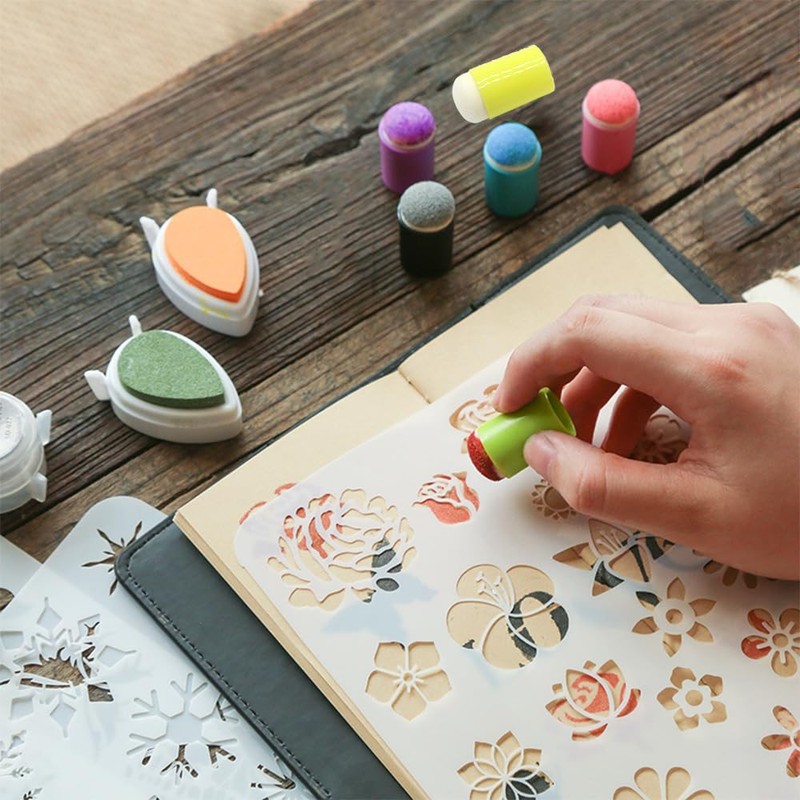 KALOLINNA Stencil Sheet Finger Painting Set of 6 Int Drawing