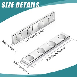 MAGXCENE Strong Rare Earth Neodymium Magnets, 6 Pack Unbreakable Strong Magnets Self-Adhesive Heavy Duty Bar Magnet for Tool Storage Office Kitchen Home, 2.3'' x 0.4''x 0.08''