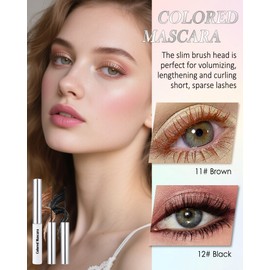 Ultra-Fine Waterproof Mascara for Short Lashes, 2Pcs Silk Fiber Colored Mascara Schwarz Braun, Extra Lange Wimpern, Hochpigmentierte Wimperntusche Long Lasting Volume Charming, Geschenke für Frauen