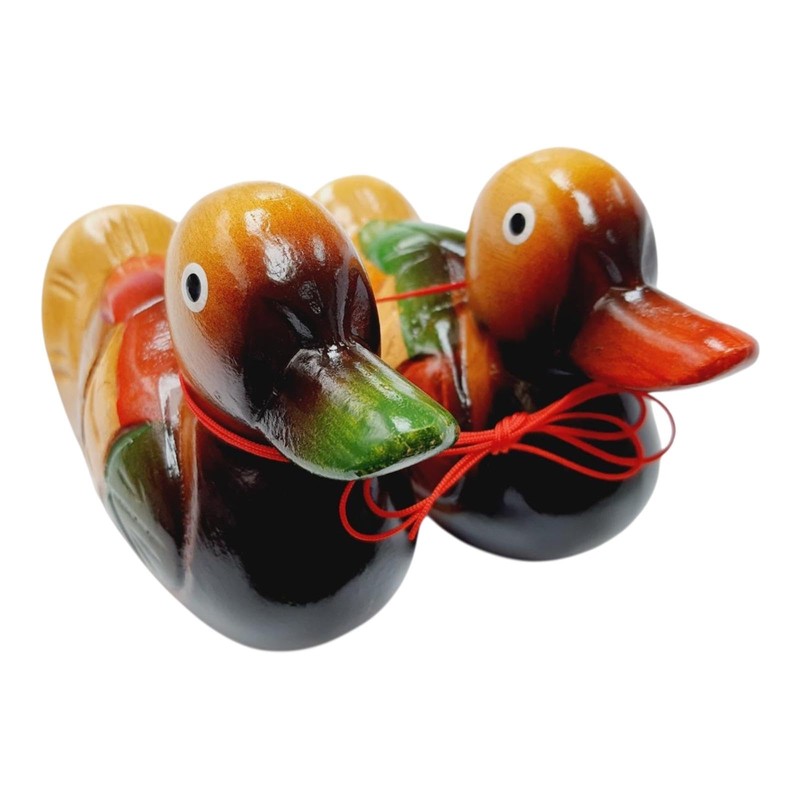 DMtse Feng Shui Wooden One Pair Mandarin Ducks for Love