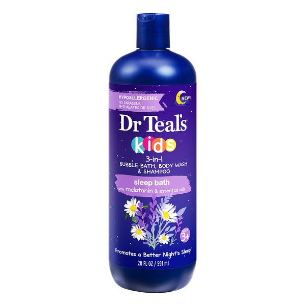 Teal's Kids Sleep Bath, Body Wash, Shampoo Melatonin, Essential Oils, 20 fl oz