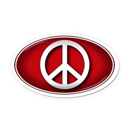 CafePress Big Peace RED Oval Car Magnet, Euro Oval Bumper Magnet