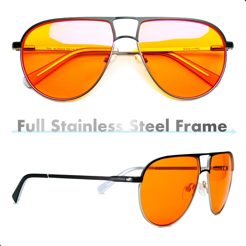 Orange Aviator Blue Light Blocking Glasses for Better Sleep -