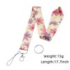Pink Purple Floral Flowers Themed Print Lanyard Neck Strap for