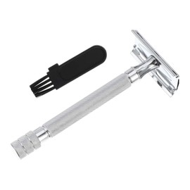 Manual Razor Manual Beard Razor Rustproof Men's Razor with 5 Blades Face Razor The Handle is Made of Aluminium Alloy Older Shaving White Long Handle