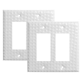 Monarch Abode Hand Hammered Rocker Decorator Metal Decorative Wall Plate Switch Plate Outlet Cover, 2-Gang, Classsic White (Pack of 2)