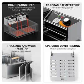 Electric Deep Fryer 22.6L/24QT Stainless Steel Large Capacity Commercial Fryer with Basket, 3400W 110V Countertop Deep Fryer for Home Kitchen and Restaurant Use withTemperature Control
