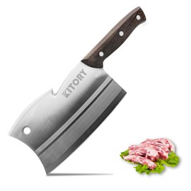 Kitory Meat Cleaver 7", Butcher Knife Bone Cutter Multi-Purpose Dual Edges Heavy Duty Kitchen Chopper, Chinese Chefs Knife with Pearwood Handle, 2024 Kitchen Gadget Gift