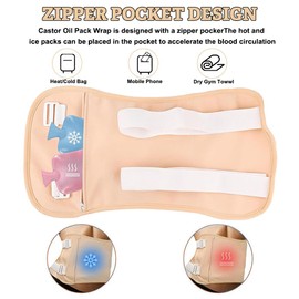Editbar 7 Pieces Plus Size Castor Oil Pack Kit, Castor Oil Pack, Cotton Castor Oil Wrap Pack, Reusable Organic Castor Oil Pack, Castor Oil Pack for Stomach, Neck, Knee and Chest, for Body