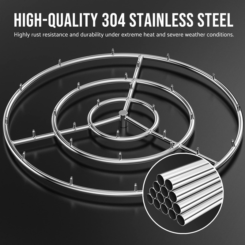 Skyflame 30-Inch Round Stainless Steel Fire Pit Jet Burner Ring,
