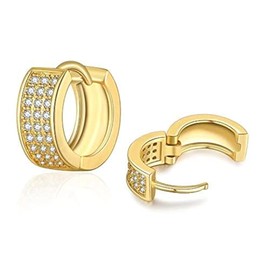 Krstudent 18K Gold Plated Earrings for Women,Hoop Small Lightweight Hypoallergenic Cartilage Huggie women's earrings (B-1 pair 13mm(0.51"))