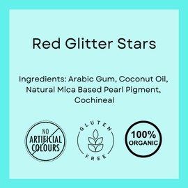 100% Natural Color Edible Glitter Stars | Organic | Gluten-Free | Food-Safe, Non-Toxic | Perfect for Cakes, Cupcakes, Drinks, Desserts (Red, 2 Grams)